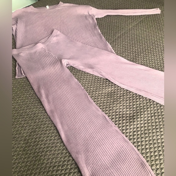 KOTN Pants - KOTN Ribbed Relaxed 2 Piece Set